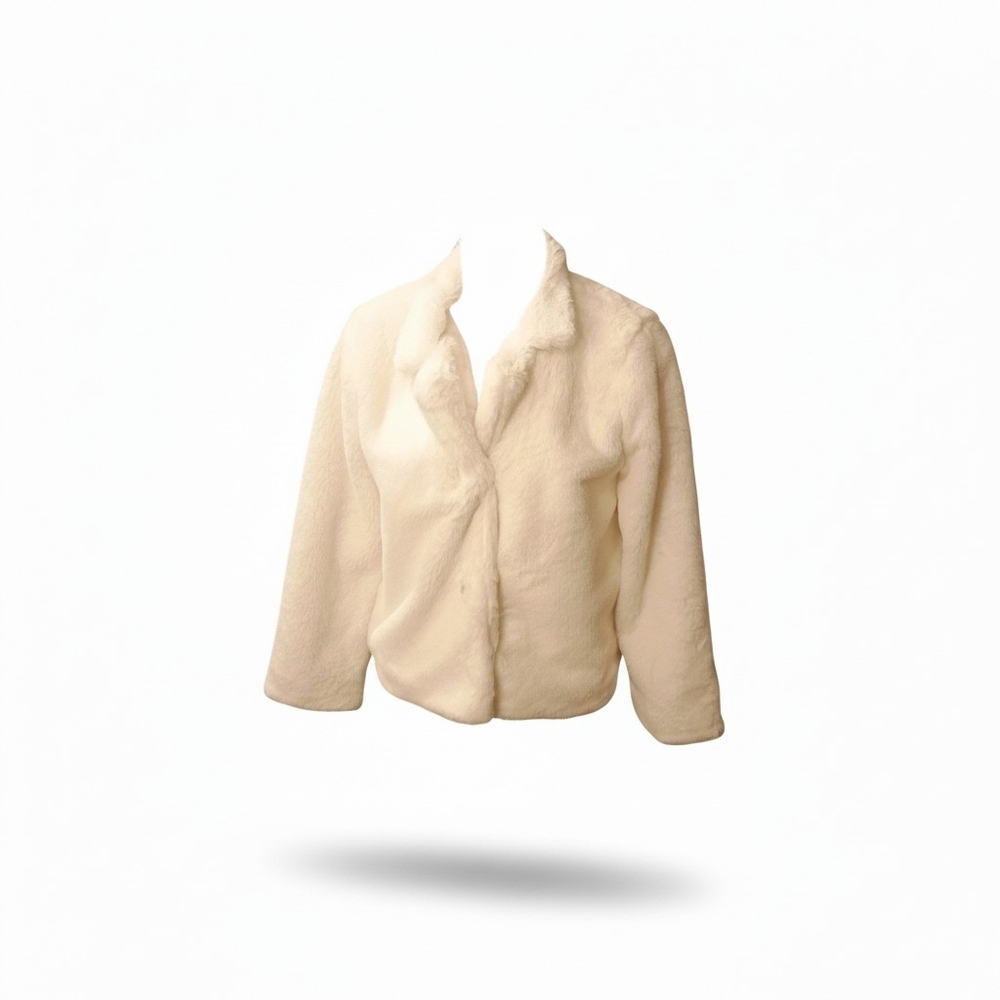 Children's Place Girl's Soft Cozy Faux Fur Soft‎ White Snap Jacket Size XXL 16